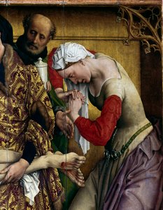 Deposition or descent from the cross. Detail of Saint Mary Magdalene. Altarpiece by Rogier van der Weyden