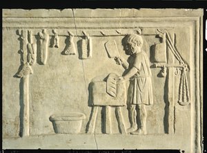 Roman Art: Detail of a Stele Depicting a Blacksmith Striking Metal on ...