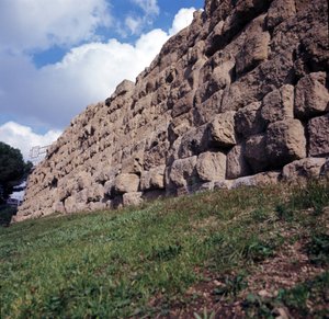 Ancient Rome, Archaic Period: View of the Ruins of the Servian Wall, First Enclosure of the City of Rome, Built by King Servius Tullius. 6th Century BC Italy by Roman