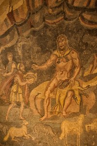 Cyclops Floor Mosaic, Villa Romana del Casale, Piazza Armerina, Sicily, Italy by Roman