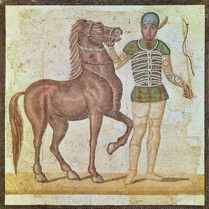 Horse rider in racing colours by Roman