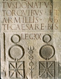 Inscribed insignia of Twentieth Victorious Valerian Legion by Roman