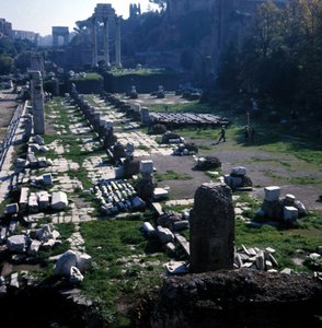 Location where the Basilica Giulia started by Cesar around 54 BC and ended by Augustus - Roman Forum, Rome by Roman