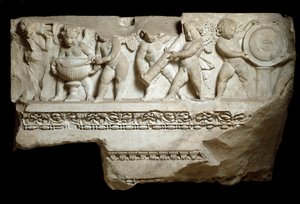 Love carrying the arms of the god Mars, 2nd century by Roman