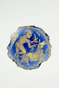 Medallion with Hercules, nude, with right knee on Cerynian stag