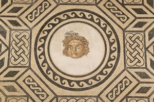 Mosaic of Medusa, in the Hall of the Mosaics in the Alcazar of the Christian Kings by Roman