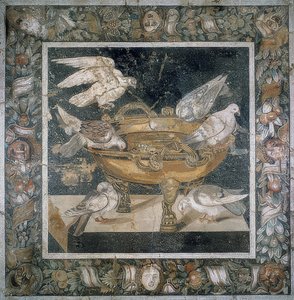 Mosaic from Pompeii with a Group of Doves on the Edge of a Labrum. 3rd Century BC
