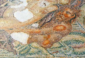 Nereides and Bythos, Detail of Bythos, House of Aion, Paphos, Cyprus by Roman