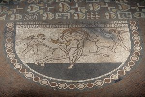 Rape of Europa, floor mosaic from Lullingstone Roman Villa, ca 82 AD, Eynsford, Kent, England, United Kingdom, Roman civilization by Roman
