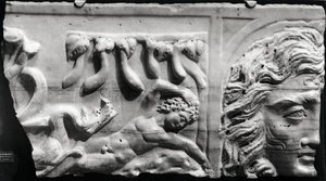 Relief depicting Jonah and the Whale, from the catacomb of St. Priscilla, Rome