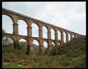 Roman Art: view of the Aqueduct of Tarragona (Aqueduct of the Ferreres or Pont du Diable) 1st century, Spain by Roman