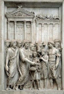 Roman Emperor Marcus Aurelius Sacrificing Before Temple of Jupiter, Rome, c.161-180 (Marble relief)