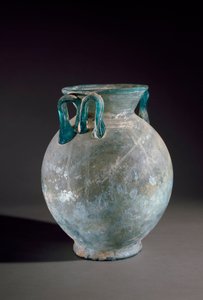 Roman art: glass vase with handle. From Pompei, Italy. Museo Archeologico Nazionale Naples by Roman