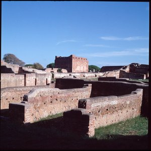 Roman art: view of the ruins of the archeological site of Ostia by Roman
