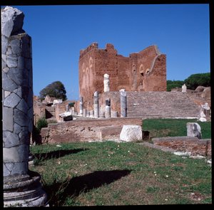 Roman art: view of the ruins of the capitol, archeological site of Ostia by Roman