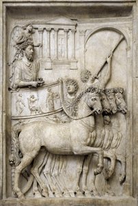 Roman emperor Marcus Aurelius on his triumphal trolley, 2nd century