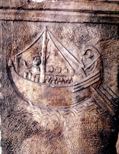 Roman transport ship. Low relief from the 2nd century AD JC Roman National Museum by Roman