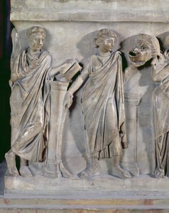 Sarcophagus of the Muses Depicting Clio and Thalia (detail)