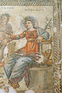 The Apollo and Marsyas Mosaic, Detail of Pliny and Apollo, House of Aion, Paphos, Cyprus by Roman
