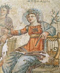 The Apollo and Marsyas Mosaic, Detail of Pliny and Apollo, House of Aion, Paphos, Cyprus by Roman