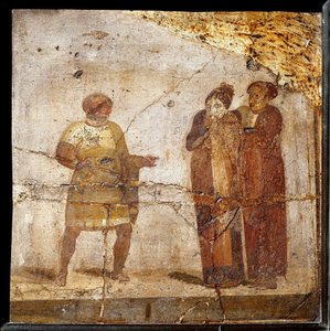 Theatre scene. Fresco from the site of Pompeii by Roman