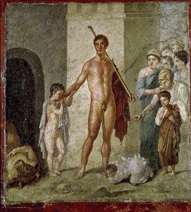 Theseus freeing children from the Minotaur, from the House of Gavius Rufus, Pompeii, 4th Pompeian style, c.50-79 AD