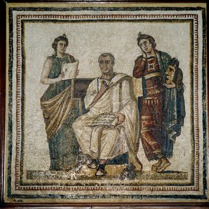 Virgil and Two Muses (Clio and Melpomene) - Beginning 3rd Century by Roman
