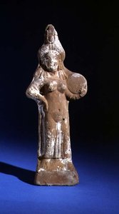 Statuette of the goddess Isis holding a tympanon by Roman Period Egyptian