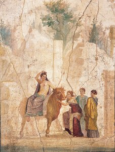 The Rape of Europa, 1st half of 1st century AD by Roman Pompeian wall painting.