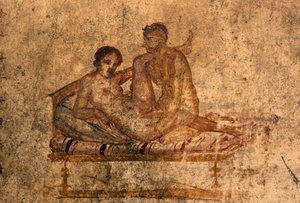 Erotic fresco from House of Vettii, Pompeii by Roman Roman