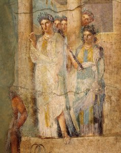 Fresco Depicting Iphigenia in Tauris, Detail of Maids, from House of L. Caecilius Giocondus at Pompeii, Italy by Roman Roman