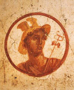 Fresco Depicting Portrait of Man on White Background, House of Ancient Hunt, Pompeii, Campania, Roman Civilization by Roman Roman