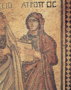 Mosaic Depicting Young Woman Reading by Roman Roman