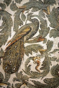 Peacock, Detail of Mosaic - 4th Century A.C., Bardo Museum, Tunis