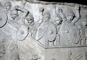 Roman soldiers in defense of a stronghold by Roman Roman