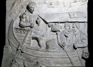 Roman Soldiers on a Ship During the First War in Dacia by Roman Roman