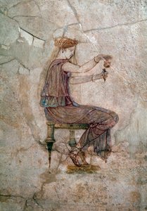 Roman Art: Woman Sitting Pouring Perfume in a Vase (25 AD) by Roman Roman