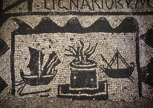 Roman merchant marine and lighthouse, ancient Ostia (Ostia), Piazza delle Corporazioni.
