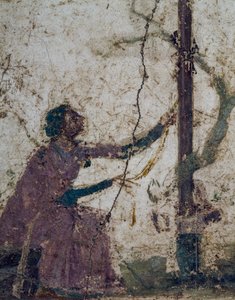 Woman at Sacred Tree (fragment of fresco from Pompeii, Roman civilization)