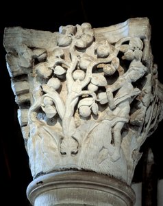 Paradise: a fig tree and an apple tree, Capital of the choir by Romanesque