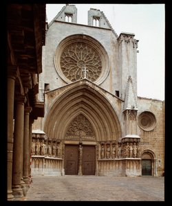 Romanesque and Gothic Art: facade of the Cathedral of Saint Thecla in Tarragona