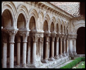 View of the cloister of the Royal Monastery of Las Huelgas de Burgos by Romanesque