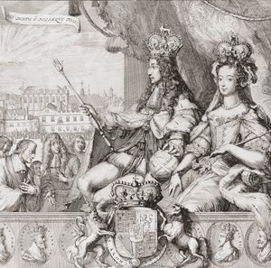 Coronation of the English King William III and Queen Mary II on April 11