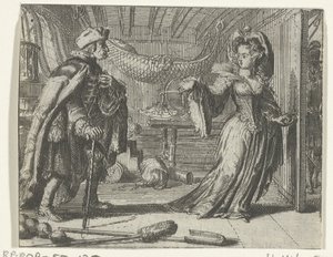 Illustration for Le calendrier des vieillards from Contes et nouvelles by Fontaine by Romeyn de Hooghe