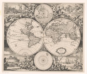 World Map with an Allegory of the Four Elements