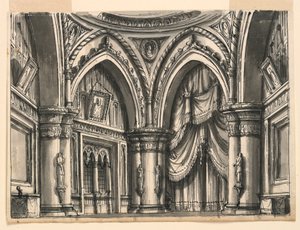 Stage Design, Interior of High Gothic Hall with Ogival Arches
