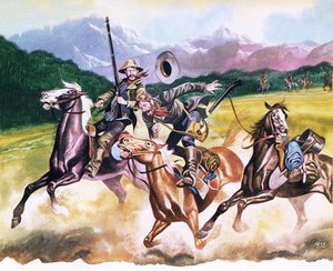 Indians Attacking Miners Who Failed to Make Their Fortune by Ron Embleton