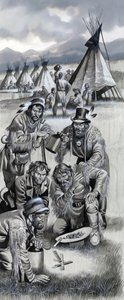 Party of Mountain Men in the Wild West by Ron Embleton