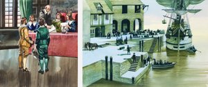The Pilgrim Fathers at Southampton Docks by Ron Embleton