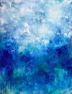 Abstract Blue Depths by Ron Halfant